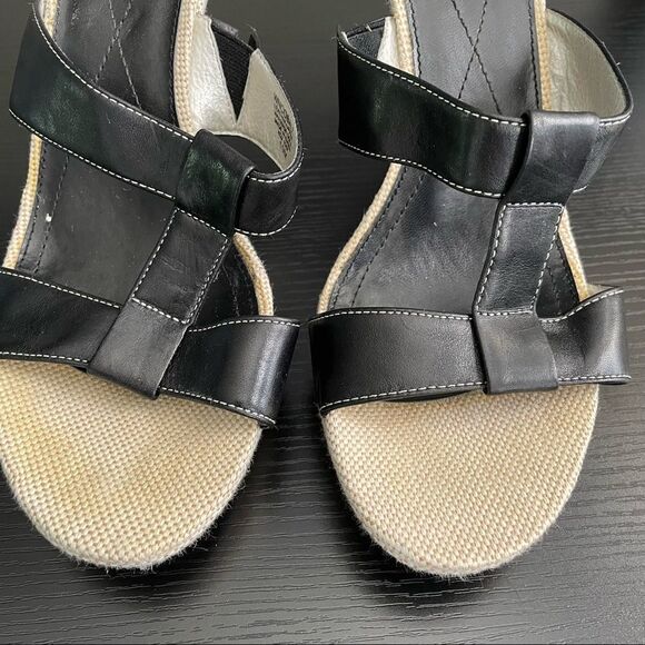 Nine West WNCOBALT Vintage Linen and Leather Upper Slide On Heeled Sandal, 10 - Picture 14 of 16